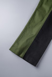 Зеленые повседневные брюки в стиле пэчворк с контрастной отделкой и высокой талией в технике пэчворк