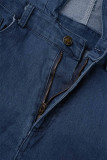 Macacões jeans skinny sem mangas com decote em V e sem mangas The cowboy blue Sexy Casual Sólido