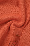Orange sexig solid rygglös axelbandslös långärmad två delar (med ärmar)