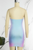 Kleur sexy print backless strapless mouwloze jurkjurken