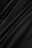 ブラック セクシー カジュアル エレガント フォーマル ソリッド スリット フォールド プリンセス プラス サイズ ドレス