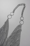 Серебряные сексуальные однотонные лоскутные асимметричные топы с лямкой на шее