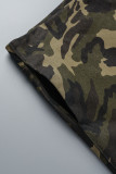 Tintengrüner lässiger Camouflage-Print-Patchwork in Übergröße