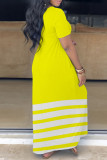 Grönt Casual Print Basic V-ringad kortärmad klänning