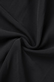 ブラック セクシー カジュアル エレガント フォーマル ソリッド スリット フォールド プリンセス プラス サイズ ドレス