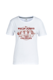 T-shirt con scollo o patchwork con stampa vintage White Street
