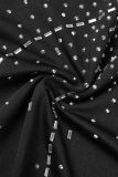 Robes à manches longues transparentes à col rond en patchwork sexy noir
