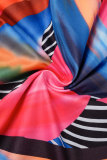 Färg Casual Work Elegant tryck lapptäcke Volang från axeln Omlindad kjol Plus Size Klänningar