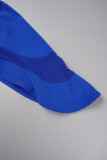 Синие сексуальные однотонные прозрачные комбинезоны в стиле пэчворк с круглым вырезом