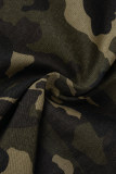 Inktgroen casual camouflage print patchwork grote maten