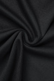 Schwarze, lässige, einfarbige, kontrastierende Patchwork-Jeansröcke mit hoher Taille und Röhrenjeans