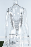 Серебряные сексуальные однотонные лоскутные асимметричные топы с лямкой на шее