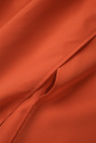 Orange Sexy Casual Sweet Solid Frenulum Hohe Öffnung, schulterfrei, unregelmäßiges Kleid (mit Gürtel)