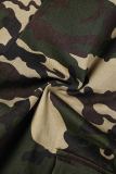 Camouflage Casual Camouflage Print Patchwork Zipper Collar Regular Jumpsuits