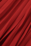 Robes de robe à manches courtes à col en V et à encolure en V décontractées rouges