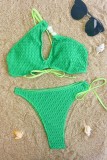 Зеленые сексуальные однотонные купальники с вырезом на спине (с прокладками)