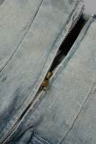 Short jeans skinny multicolorido casual com mudança gradual patchwork cintura alta