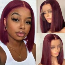 Burgundy Casual Daily Solid Patchwork Wigs
