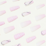 Pasta per unghie con strass patchwork rosa casual (soggetto all'oggetto reale)