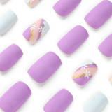 Purple Casual Daily Simplicity Print Patchwork Nail Paste