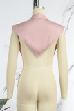 White Sexy Casual Work Solid Patchwork Backless Asymmetrical Turn-back Collar High Waist Tops(With Brooch)