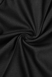 Combinaisons décontractées solides patchwork à épaules dénudées régulières noires