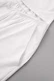ホワイト ファッション カジュアル 無地 包帯 中空 パッチワーク Vネック レギュラー ロンパース