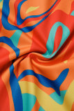 Combinaisons décontracté imprimé patchwork col rabattu régulier orange
