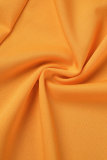 Amarelo Casual Work Elegante Patchwork Sólido Folho Magro Cintura Alta Lápis Cor Sólida