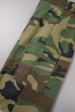 Camouflage Casual Camouflage Print Patchwork Skinny Halfhoge taille Conventionele korte broek met volledige print