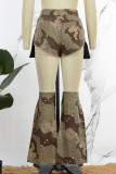 Camuflaje Casual Estampado de camuflaje Patchwork Flaco Media cintura Convencional Estampado completo Shorts