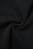 Tweedelige zwarte zoete geometrische patchwork O-hals met korte mouwen