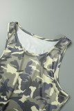 Camouflage Sexy Casual Camouflage Print Basic O Neck One Step Rock Kleider