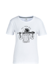 White Casual Street Print Skull Patchwork O Neck T-Shirts