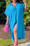 Платье-рубашка с отложным воротником и отложным воротником цвета хаки, повседневные однотонные платья в стиле пэчворк