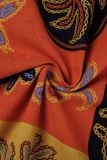 Robes décontractées orange à col en V et patchwork d'université