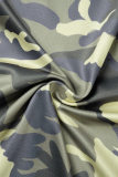Camouflage Sexig Casual Camouflage Print Basic O Neck One Step Kjolklänningar