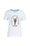 T-Shirts mit O-Ausschnitt und Totenkopf-Patchwork-Aufdruck in Weiß