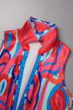 Rozerode casual jumpsuits met patchwork-kraag en regular-fit kraag