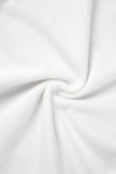 Vestido de chaleco con cuello en O de patchwork sólido casual blanco Vestidos