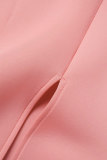 Robe de soirée rose sexy formelle en patchwork solide sur l'épaule