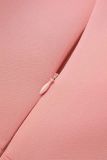 Roze Sexy Formele Effen Patchwork Uit de Schouder Avondjurk Jurken