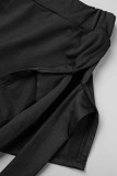 Black Fashion Sexy Solid Bandage Uitgeholde V-hals Lange Mouw Twee Stukken