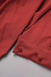 Красный Повседневный С принтом Пэчворк V-образный вырез С короткими рукавами Из двух частей