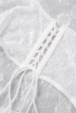 Белая сексуальная однотонная повязка с коротким рукавом из двух частей