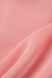 Roze Sexy Formele Effen Patchwork Uit de Schouder Avondjurk Jurken