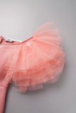 Розовое сексуальное вечернее платье в стиле пэчворк с открытыми плечами Платья