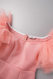 rosa sexy formal sólido patchwork fuera del hombro vestido de noche Vestidos