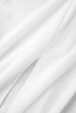 Weiße sexy Street-Einfach-Streifen-Kontrast-Kleider mit V-Ausschnitt und einstufigem Rock