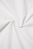 Bianco casual tinta unita patchwork balza collo obliquo senza maniche due pezzi